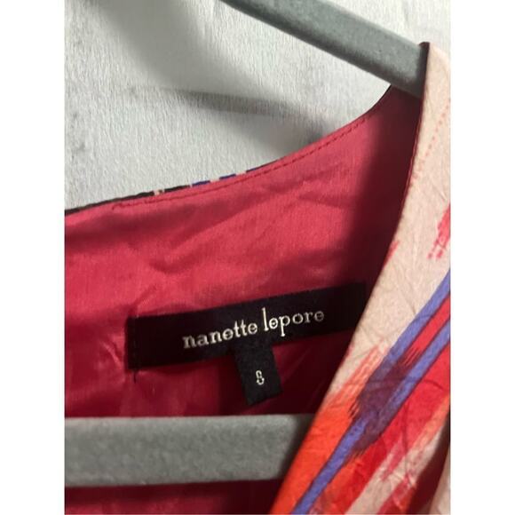 Nanette Lepore Womens‎ Silk Abstract Stripe Wrap V-Neck Shift Dress Red Size 8 - Picture 4 of 7